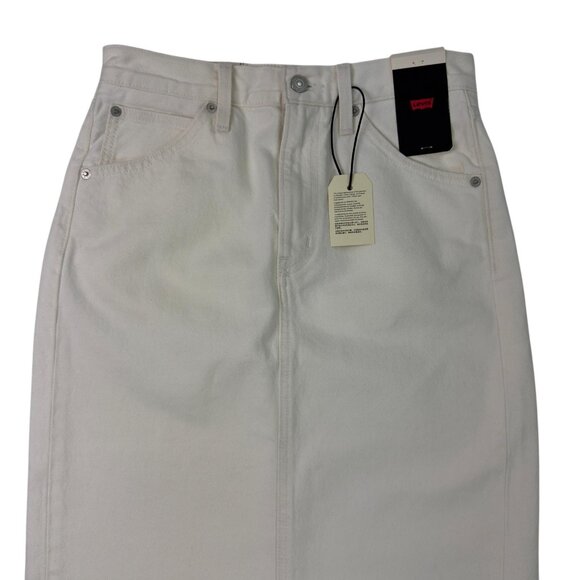 Levi’s Premium White Denim Midi Skirt W27 (Women’s 4) High Rise NWT - Picture 4 of 16